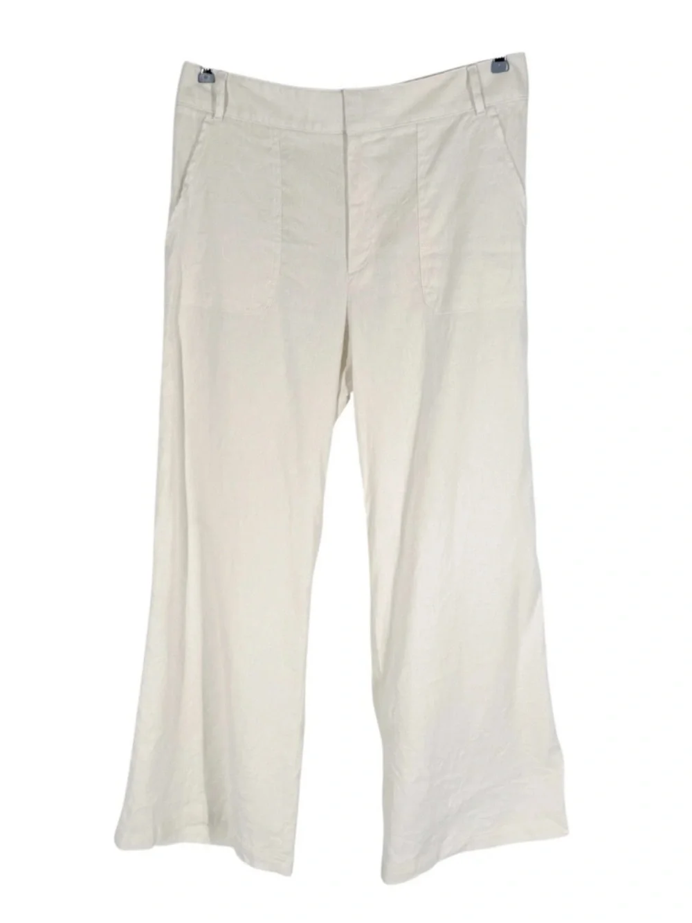 Banana Republic Wide Leg Pants Womens Size 12 Ivory Stretch Linen Cotton